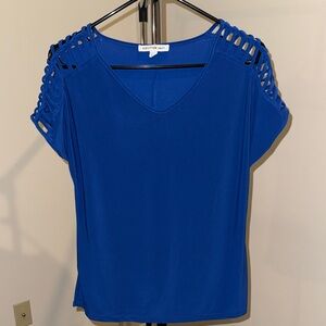 Royal Blue Cutout Sleeve Blouse